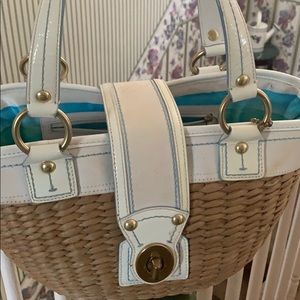 Natural straw tote coach bag